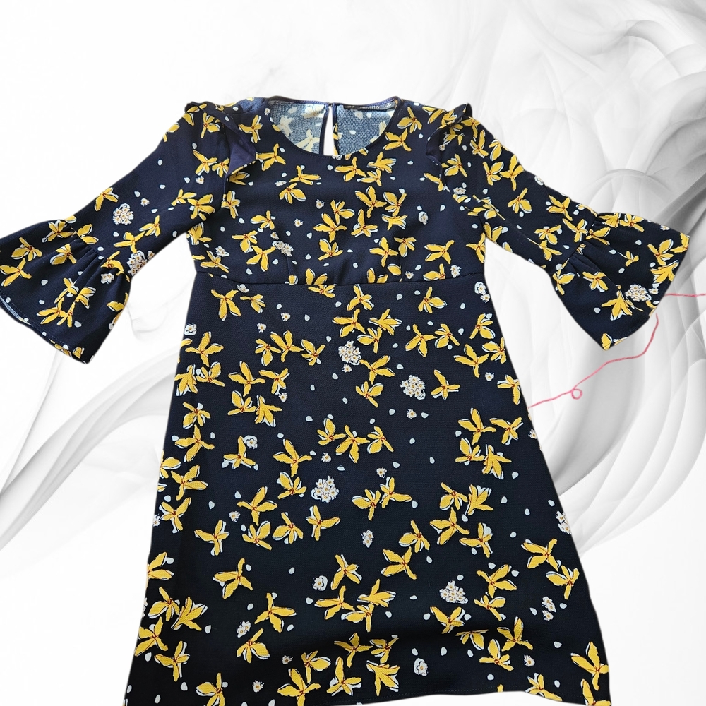 Zara Black Dress with Yellow Floral Pattern